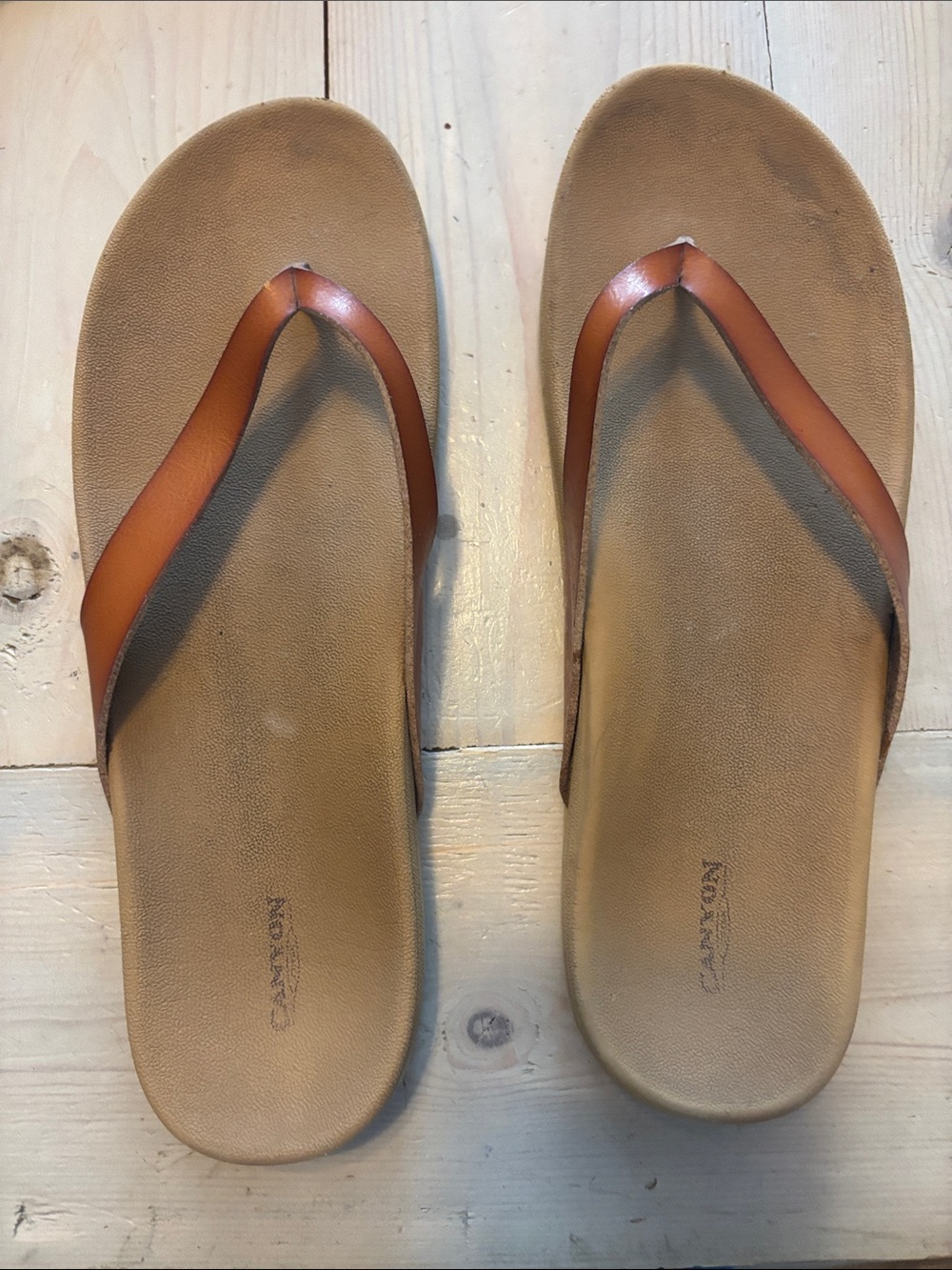Canyon Brown Leather-Style Flip Flop Sandals size 9